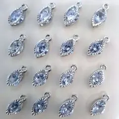 雫 しずく シルバー 16個 金属 パーツ ハンドメイドパーツ ガラス
