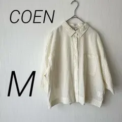 COEN シャーベットコットン半袖シャツ　イエローストライプ　Mのサムネイル