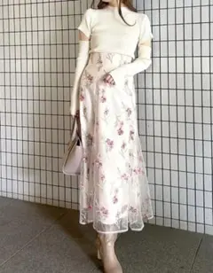 MERCURYDUO マーキュリーデュオ ボタニカル刺繍マーメイドスカート