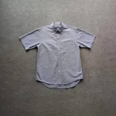 90s OLD UNIQLO ギンガムチェック 半袖 BDシャツ M 紺 白