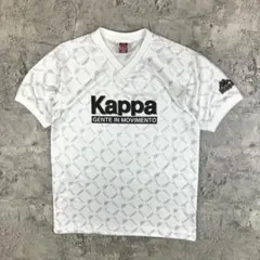 90s Kappa サッカーシャツ イタリア製 古着 総柄 オミニロゴ 白 L