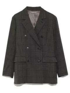 ミラオーウェン　チェック柄ダブルブレストジャケット