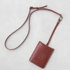 ブラウンレザーパスケース ネックストラップ付き