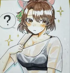 i*a様 中色紙 ウマ娘 ダンツフレーム 水着 ファンアート 手描き