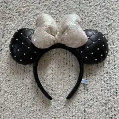 東京ディズニーリゾート カチューシャ ミニー キルティング パール ブラック