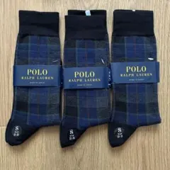 【未使用品】ポロラルフローレン チェック クルーソックス 3足セット②
