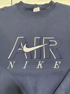【90s NIKE AIR】刺繍ロゴ スウェット トレーナー XL ネイビーのサムネイル