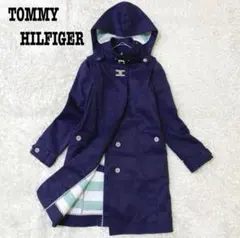 【未使用級】トミーヒルフィガー フード付トレンチコート ロゴボタンS