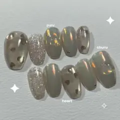 《限定価格》ネイルチップ　うる艶　ハート　énoi