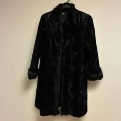 ヴィンテージ　黒フェイクファー ロングコート