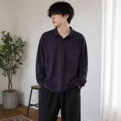 VIESTENI 長袖ポロシャツ L 紫系 レトロ 古着