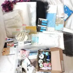 手芸素材セットいろいろまとめ売り レース生地、裁縫道具など