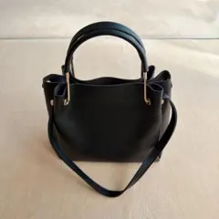 ブラック 3wayハンドバッグ 合成皮革 ゴールド金具