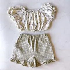 水遊び着 120 水着 セパレート スモック 花柄 上下セット ハンドメイド