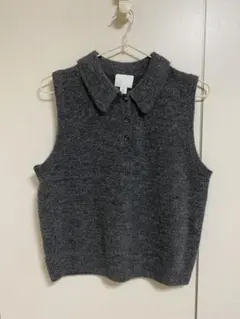 【新品】H&M 襟付きプルオーバーベスト ダークグレーメランジ Mのサムネイル