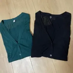 UNIQLO カーディガン 2枚セット グリーン ブラック　冷房対策のサムネイル
