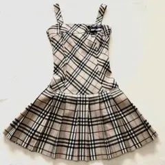 【極美品】バーバリーブルーレーベル　ワンピース　ノバチェック　ベルト　ウール