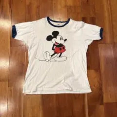 70s 80s 白足ミッキーマウス リンガーt シャツ グランジ　ディズニー
