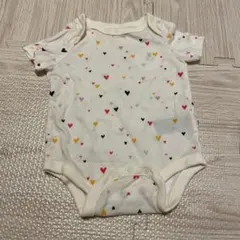 ハート柄 クマの顔 アップリケロンパース 0-3ヶ月