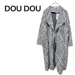 【DOU DOU 】美品　タグ付き　レディースロングコート ネイビー系　FREE