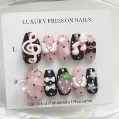 ネイルチップ ウィッシュコア 羽 リボン 音符 ガーリーフレンチ オーダー