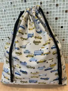 お着替え袋　体操服袋　シューズ入れ　巾着袋　ハンドメイド　男の子　車　乗り物