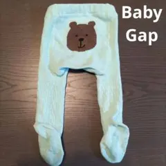Baby Gap ベビーギャップ　エメラルドグリーン クマ刺繍 ベビータイツ