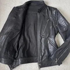 Lサイズ バーバリーブラックレーベル ラムレザージャケット ライダース 羊革