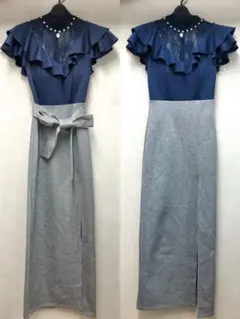 ハイネック　ストレッチ　半袖　キャバドレス　ジュエルズ　ロングドレス