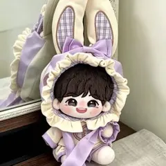 新品♡ぬいぐるみ服20cm 着せ替え ぬい服 ぬい活 うさぎ耳 薄紫
