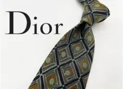 【極美品】Christian Dior 高級シルクネクタイ 幾何学スクエア柄