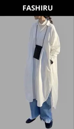 FASHIRU コットンロングシャツワンピ