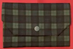 【ハンドメイド】マルチポーチ　タータンチェック　グリーン系