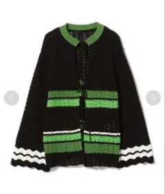 BEAMS BOY ラインニットカーディガン　BLACK