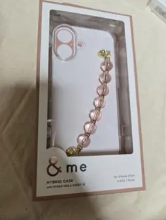 iPhone 16 &me ハイブリッドケース クリアピンク ビーズ　742