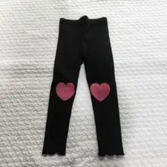 キッズ　ブラックレギンス ハートパッチ