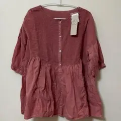 【新品、Samansa Mos2】パッチワークレース前後着ブラウス　レッド　F