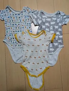 動物柄ボディスーツ3点セット　80