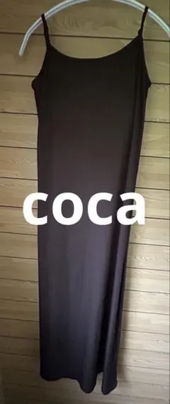coca OUT BRA とろみリブキャミワンピース、ブラウン