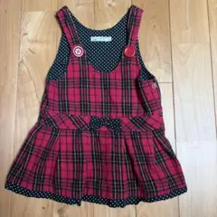 kp ジャンバースカート 90 赤 チェック ニットプランナー