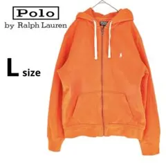 【美品】POLO パーカー Lサイズ オレンジ 綿 ポニーロゴ 大きいサイズ 冬