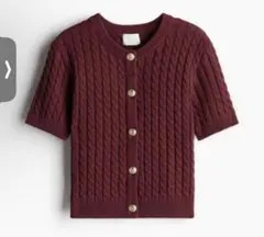 【美品】H&M ケーブルニット 半袖カーディガン ボルドーのサムネイル