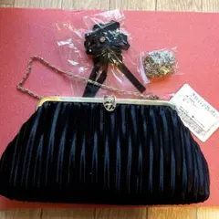 3way ブラックフォーマルバッグ サテン プリーツデザイン
