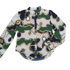 スカーフ柄　長袖シャツ