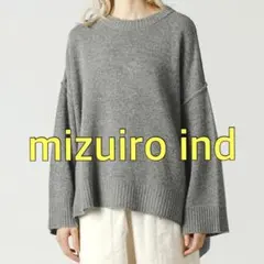 クルーネックニットプルオーバー グレー ミズイロインド