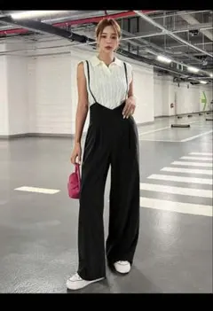 【完売品】SHEIN DAZY ソリッドワイドレッグサスペンダーオールインワン
