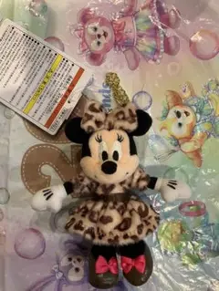 ミニー　ヒョウ柄　ブラウン　ぬいぐるみチャーム