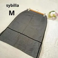 sybilla シビラ タイトスカート ミディ丈 灰 オフィスカジュアル/M