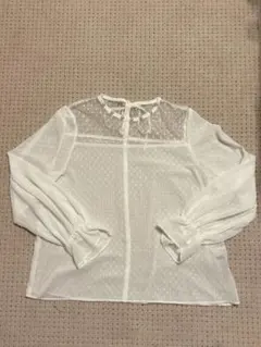✨美品✨ MUVEIL パール付ドットチュールブラウス 38のサムネイル