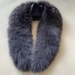 つけ襟 マフラー 黒ブラックグレー襟巻き　フォックスファー